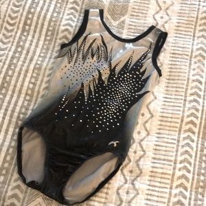 GK Elite custom leotard. Black Silver Bling. Child Large.